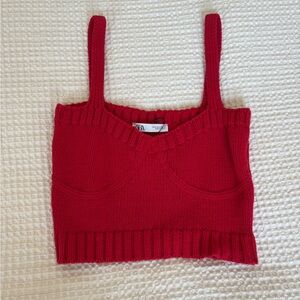 Red Zara knitted tank top